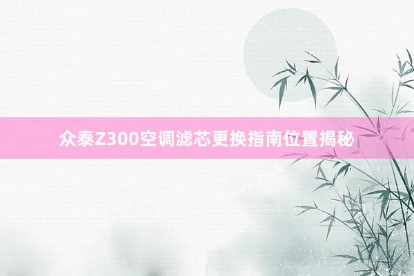 众泰Z300空调滤芯更换指南位置揭秘